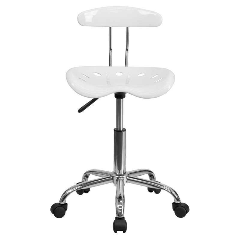 Pemberly Row Vibrant Computer Office Swivel Chair Seat in White and Chrome