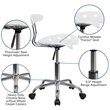 Pemberly Row Vibrant Computer Office Swivel Chair Seat in White and Chrome