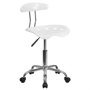 Pemberly Row Vibrant Computer Office Swivel Chair Seat in White and Chrome