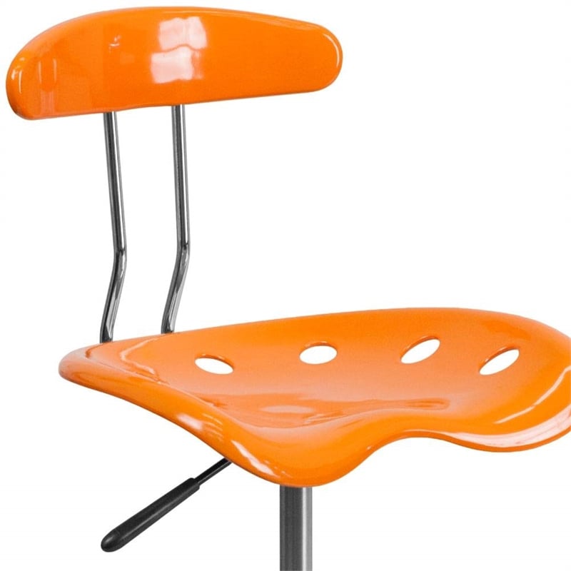 Pemberly Row Modern Vibrant Office Chair in Orange and Chrome