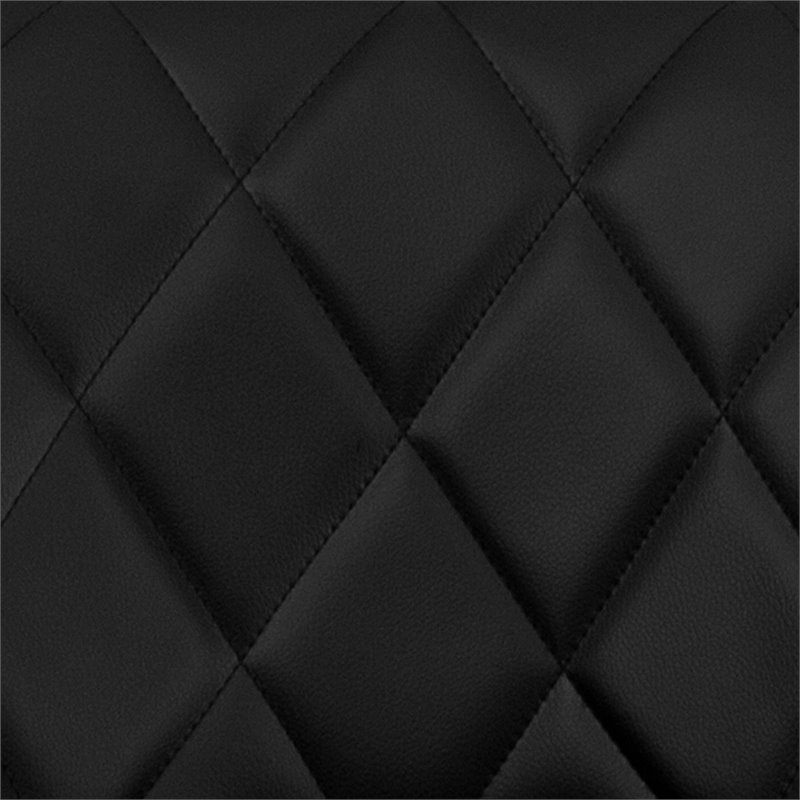Pemberly Row Adjustable Quilted Bucket Seat Bar Stool in Black
