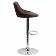 Pemberly Row Adjustable Quilted Bucket Seat Bar Stool in Brown