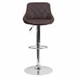 Pemberly Row Adjustable Quilted Bucket Seat Bar Stool in Brown