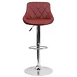 Pemberly Row Adjustable Quilted Bucket Seat Bar Stool in Burgundy