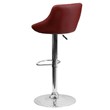 Pemberly Row Adjustable Quilted Bucket Seat Bar Stool in Burgundy