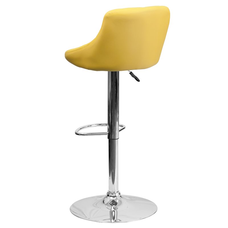 Pemberly Row Adjustable Quilted Bucket Seat Bar Stool in Yellow