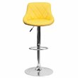 Pemberly Row Adjustable Quilted Bucket Seat Bar Stool in Yellow