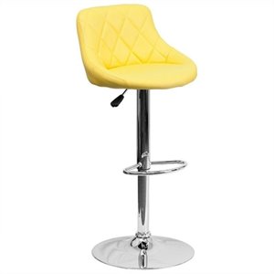Pemberly Row Adjustable Quilted Bucket Seat Bar Stool in Yellow