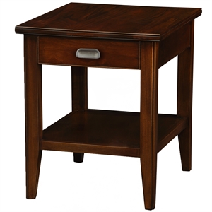 Pemberly Row Solid Wood Square End Table in Chocolate Cherry