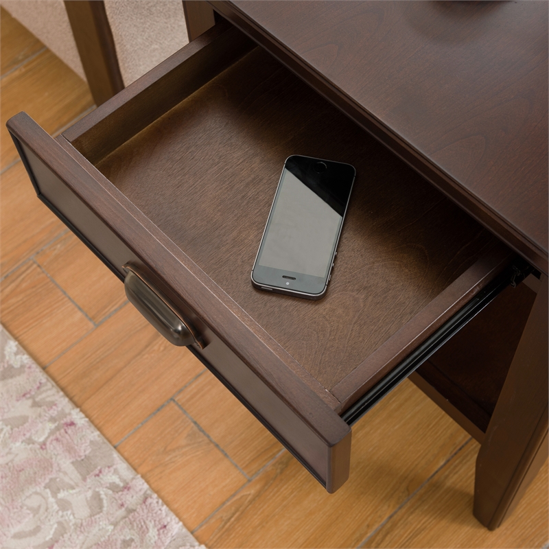 Pemberly Row Solid Wood Square End Table in Chocolate Cherry