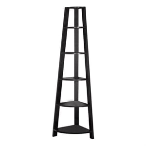 Pemberly Row Bookshelf Etagere Corner 5 Tier 72&quotH Office Bedroom Laminate Brown