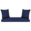 Pemberly Row Honey Resin Wicker Hanging Porch Swing with Cushion in Blue