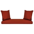 Pemberly Row Honey Resin Wicker Hanging Porch Swing with Cushion in Red