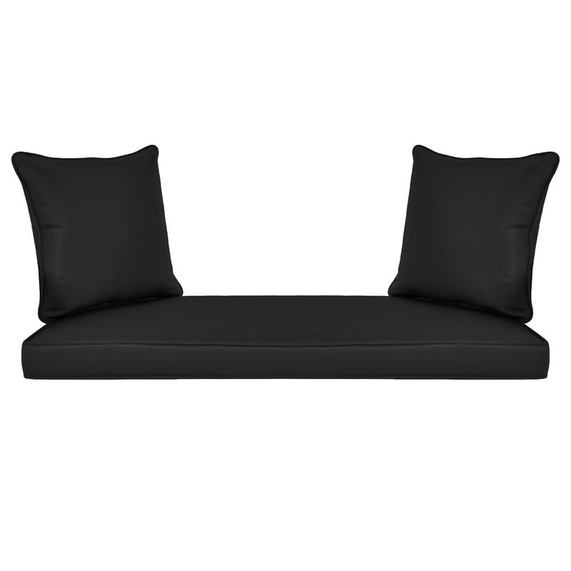 Pemberly Row Modern Wicker Porch Swing in White with Black Cushion