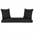 Pemberly Row Modern Wicker Porch Swing in White with Black Cushion