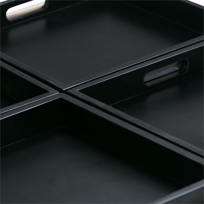 Pemberly Row Faux Leather Coffee Table Storage Ottoman in Midnight Black