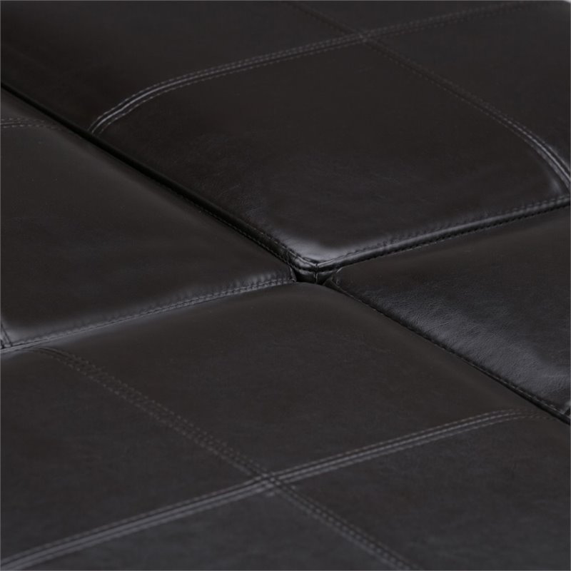 Pemberly Row Faux Leather Coffee Table Storage Ottoman in Tanners Brown