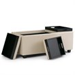 Pemberly Row Modern Faux Leather Storage Bench in Satin Cream