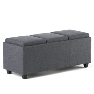 Pemberly Row Contemporary Storage Bench in Slate Gray Finish
