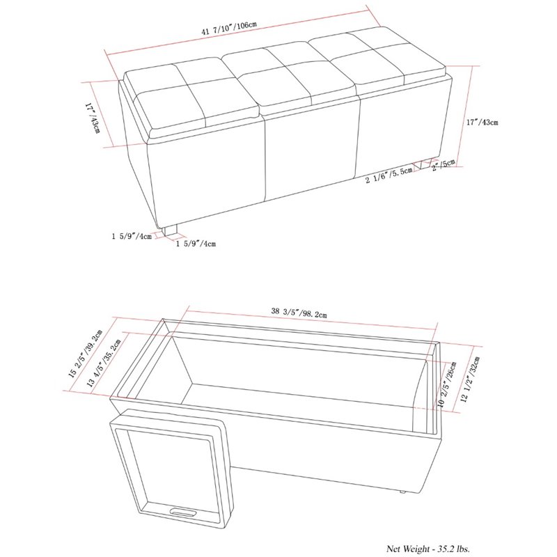 Pemberly Row Modern Faux Leather Storage Bench in Tanners Brown