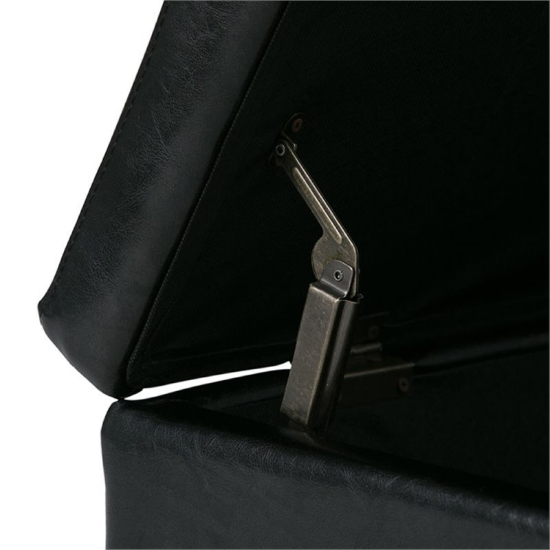 Pemberly Row Modern Faux Leather Storage Bench in Midnight Black