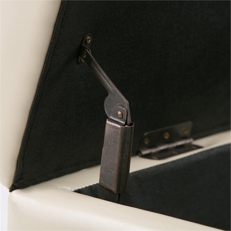 Pemberly Row Modern Faux Leather Storage Bench in Satin Cream