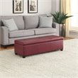 Pemberly Row Contemporary Faux Leather Storage Bench in Red Finish