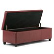 Pemberly Row Contemporary Faux Leather Storage Bench in Red Finish