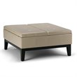 Pemberly Row Faux Leather Coffee Table Storage Ottoman in Cream