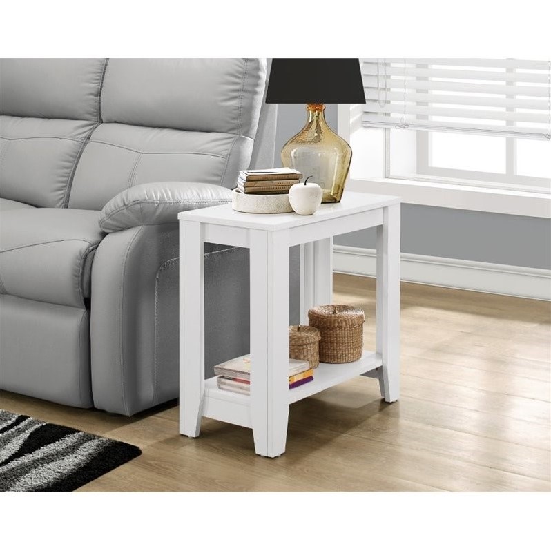Pemberly Row Accent Table Side End Nightstand Lamp Living Room.Bedroom in White