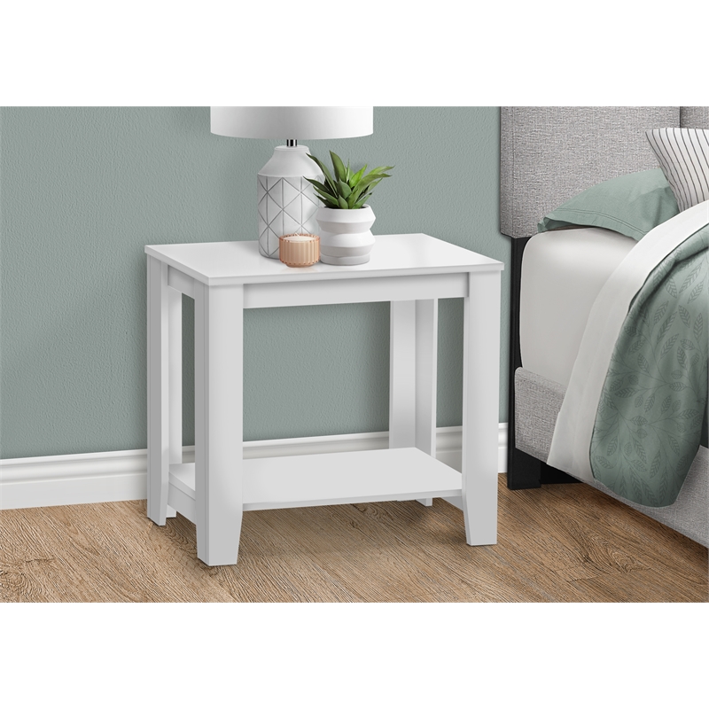Pemberly Row Accent Table Side End Nightstand Lamp Living Room.Bedroom in White