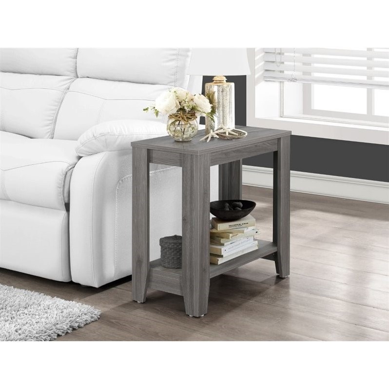 Pemberly Row Accent Table Side End Nightstand Lamp Living Room/Bedroom in Grey