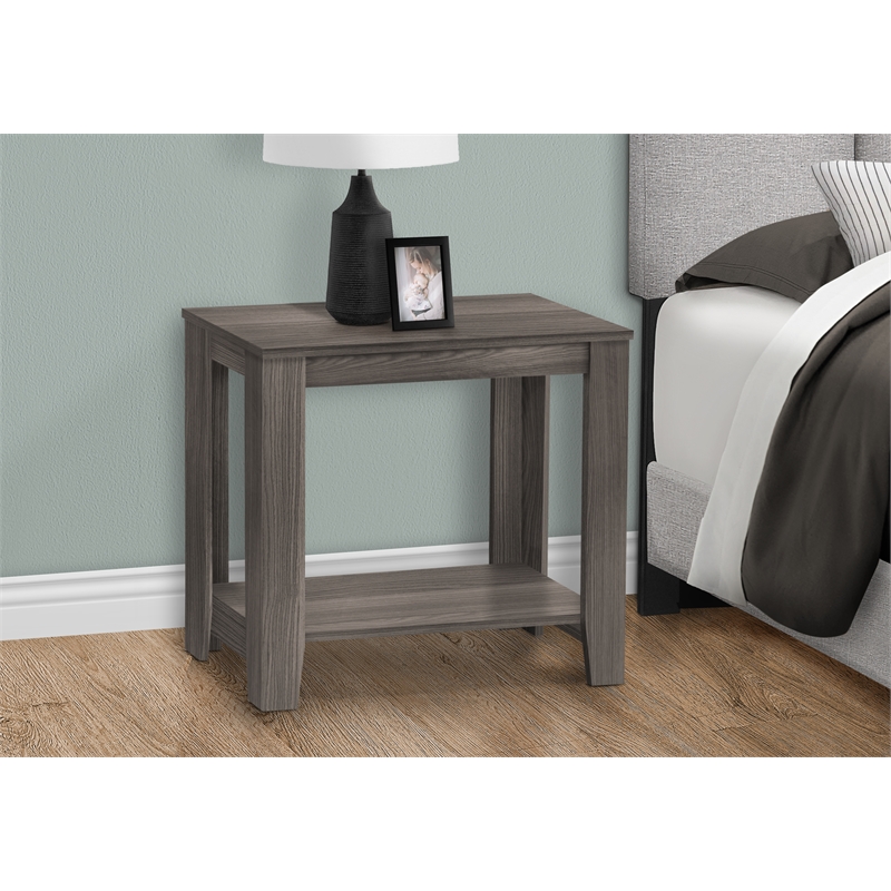 Pemberly Row Accent Table Side End Nightstand Lamp Living Room/Bedroom in Grey