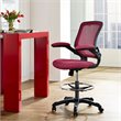 Pemberly Row Modern Mesh Fabric & Metal Drafting Chair in Red