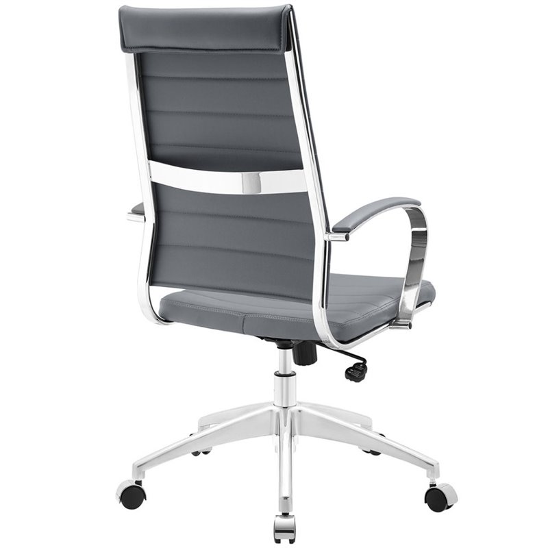 Pemberly Row Modern Style Vinyl and Aluminum Highback Office Chair in Gray
