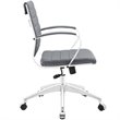 Pemberly Row Modern Mid Back Vinyl & Aluminum Office Chair in Gray / Chrome