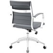 Pemberly Row Modern Mid Back Vinyl & Aluminum Office Chair in Gray / Chrome