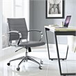 Pemberly Row Modern Mid Back Vinyl & Aluminum Office Chair in Gray / Chrome