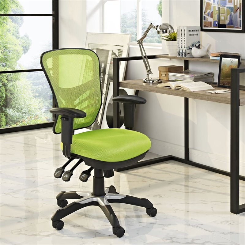 Pemberly Row Modern Mesh and Fabric Office Chair in Green Finish