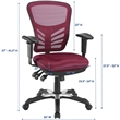 Pemberly Row Modern Mesh and Fabric Office Chair in Red Finish
