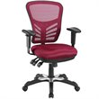 Pemberly Row Modern Mesh and Fabric Office Chair in Red Finish