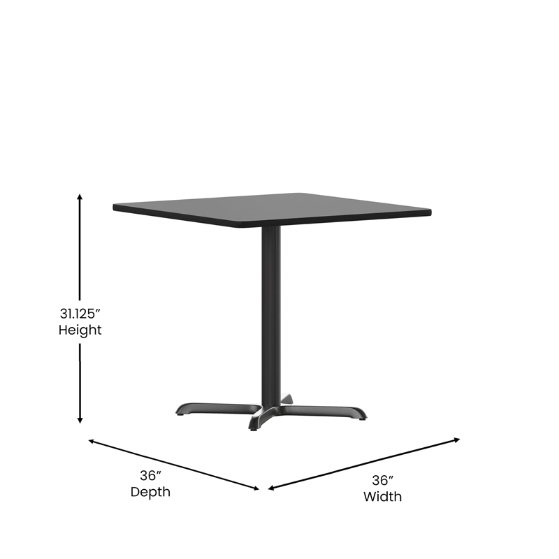 Pemberly Row Contemporary 36Sq Laminate Table-X-Base In Black