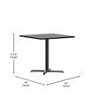Pemberly Row Contemporary 36Sq Laminate Table-X-Base In Black