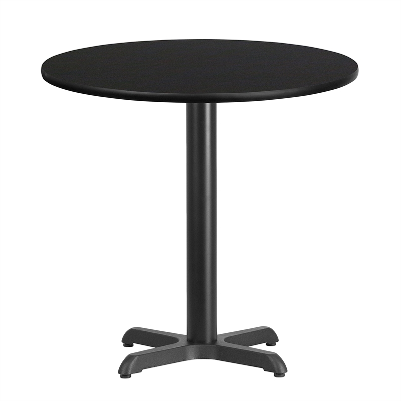 Pemberly Row Contemporary 30Rd Laminate Table-X-Base In Black