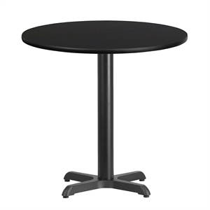 Pemberly Row Contemporary 30Rd Laminate Table-X-Base In Black