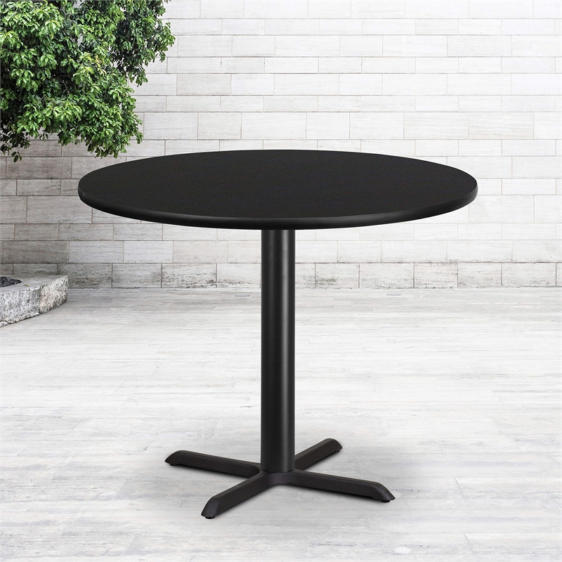Pemberly Row Contemporary 42Rd Laminate Table-X-Base In Black