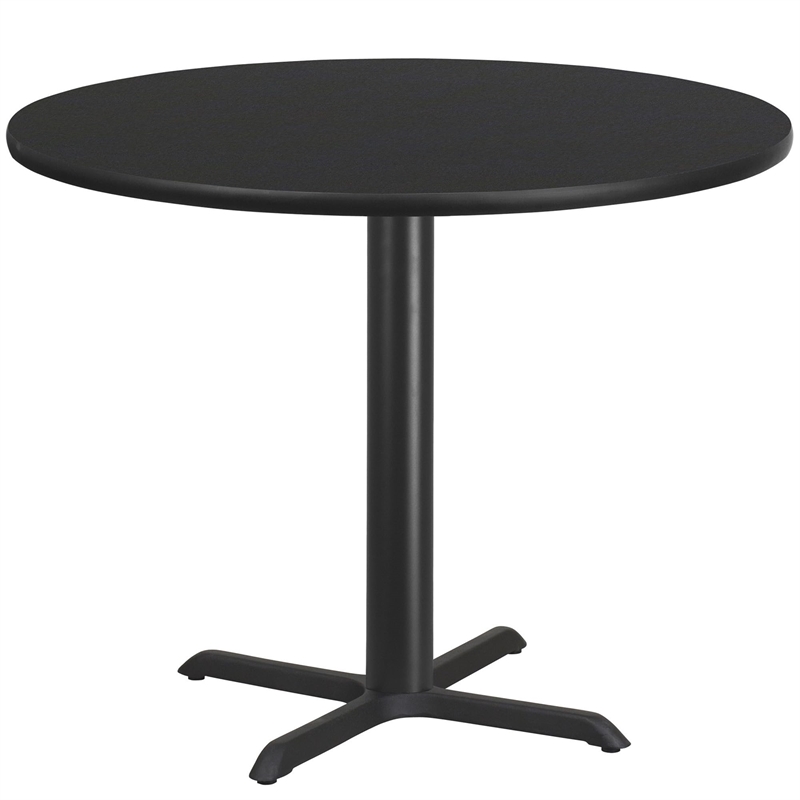 Pemberly Row Contemporary 42Rd Laminate Table-X-Base In Black