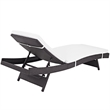 Pemberly Row Aluminum and Rattan Patio Chaise in Espresso / White