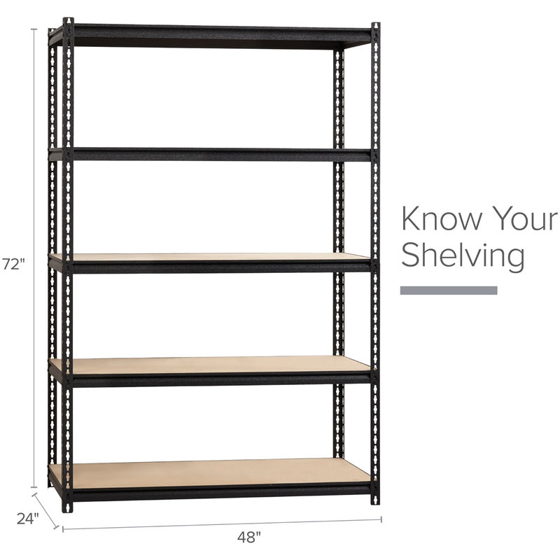 Pemberly Row Iron Horse Riveted Metal Shelving 5-Shelf Unit in Black