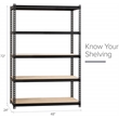 Pemberly Row Iron Horse Riveted Metal Shelving 5-Shelf Unit in Black
